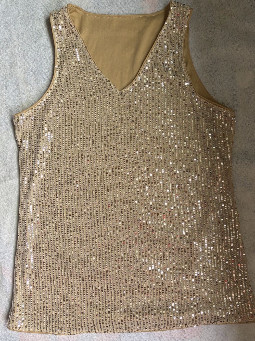 Tan Sequin Tank Top